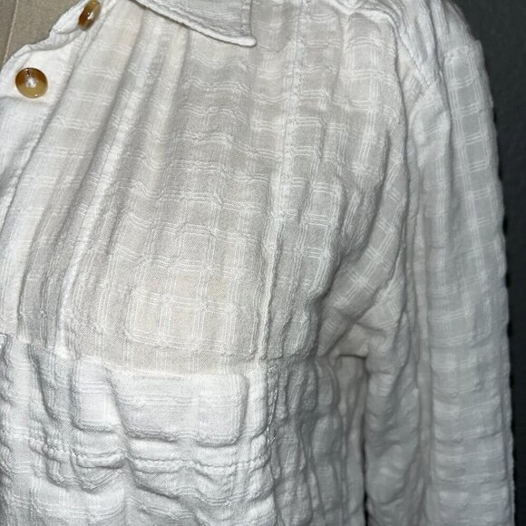 ANTHROPOLOGIE ANTHRO White Cotton Button Down Textured Tunic Cover-up Top - EUC - Picture 3 of 12